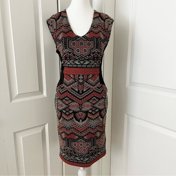 Desigual Dunia Aztec Bodycon Mini Dress Slimming Panels Small Tribal Chic Small - Picture 4 of 16